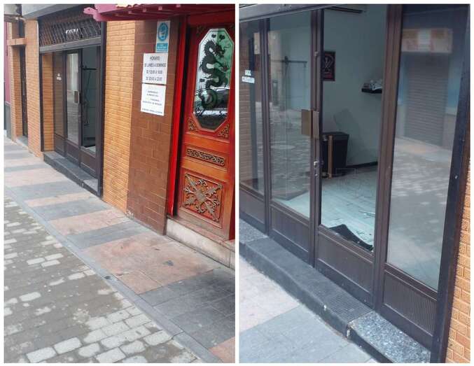 El ladrón rompió el cristal de la puerta de fachada/TA.